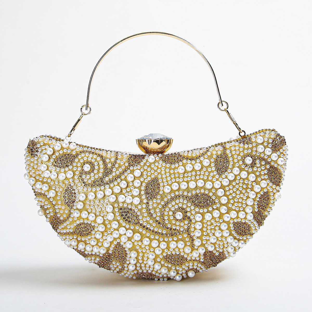 Clutch Bag Fashionable New Womens Pearl Studded Diamond Handbag Dinner Bag Formal Dress Bag Evening Dress Bag 240920