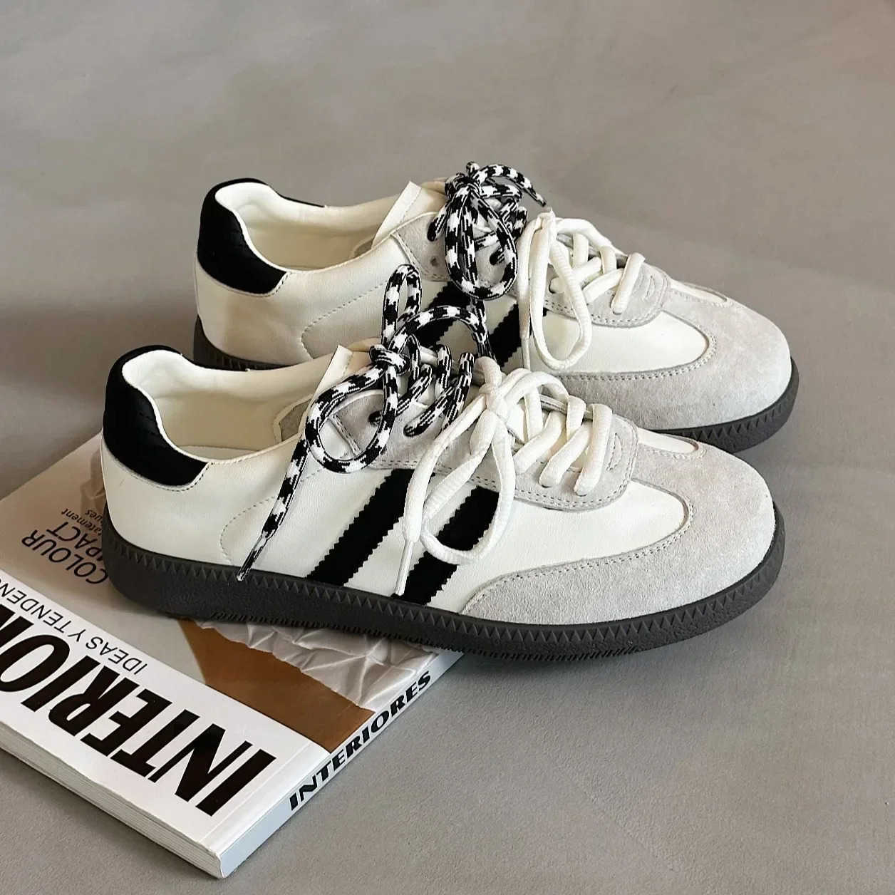 British Fi Shoes Students Vcani Shoes Casual Sports Flat Shoes Wens Leather Training Footwear Tennis Sneakers Z250318