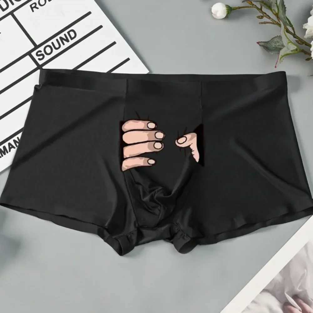 Sexy couple underwear trackless mens boxer womens lace underwear fun printed ice silk couple underwear lover underwear X241207