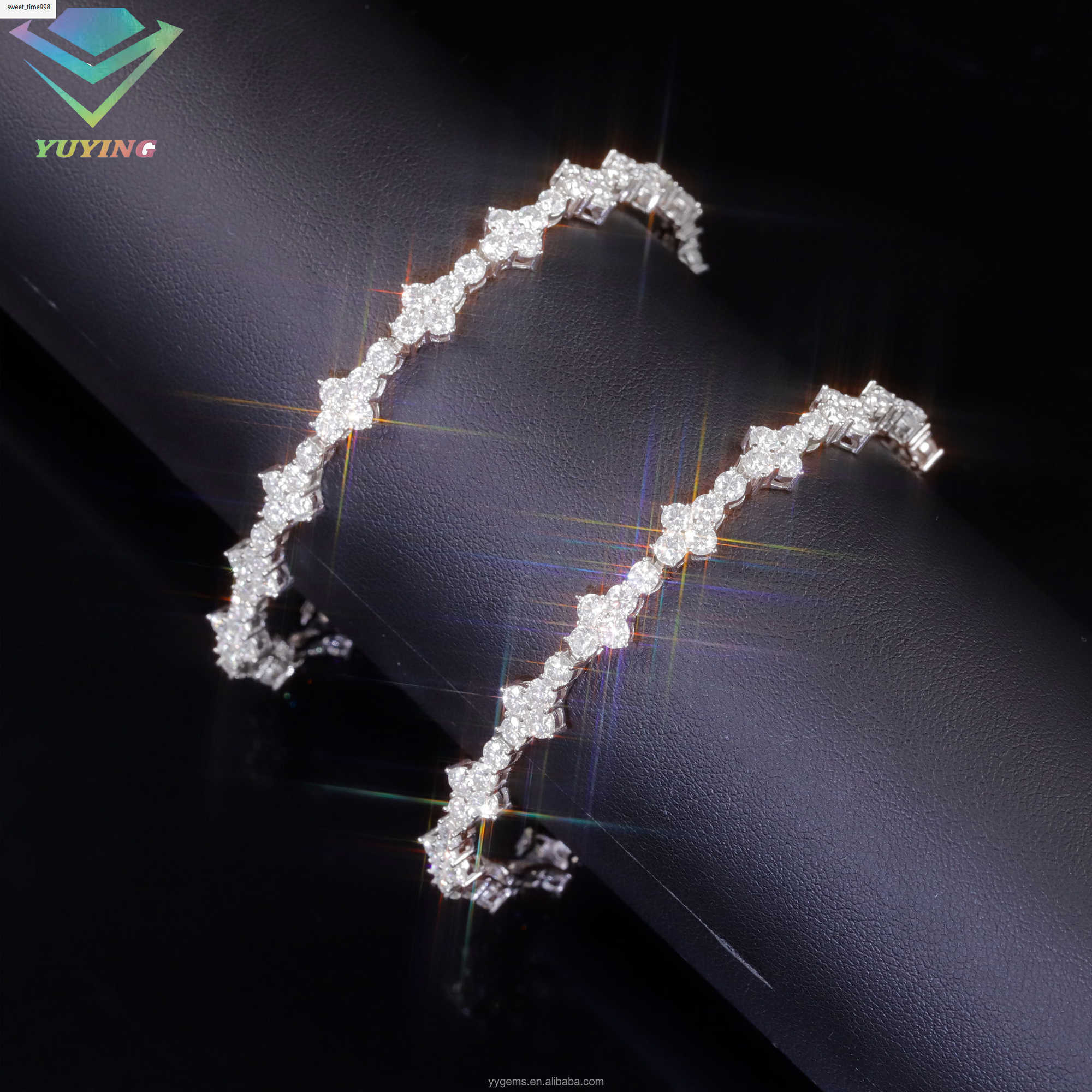 RTS White Gold Plated 7 8 Cross Tennis Chain Bracelet Cuban Chain S925 Silver Fashion Jewelry Men Women Bracelet