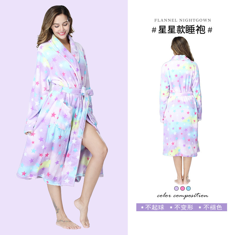 2025 Designer's new fashion collar bathrobe, extended pajamas, printed collar, casual flannel pajamas, new yukata