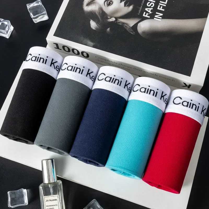 5 pieces/batch mens shorts brand underwear solid color sexy boxing shorts breathable and comfortable high elasticity soft mens underwear L-3XL X241207