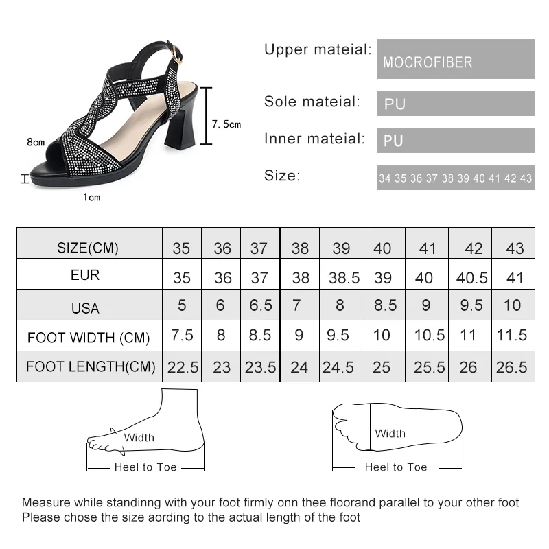 AIYUQI Sandals Women Fashion Summer Sandals Women Open Toe Rhinestone High Heels Roman Shoes Women
