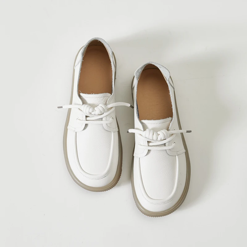 AIYUQI Genuine Leather Sneakers Women Lace-up Women Loafers Casual Flat Cow Tendon Sole Nurse Shoes Women