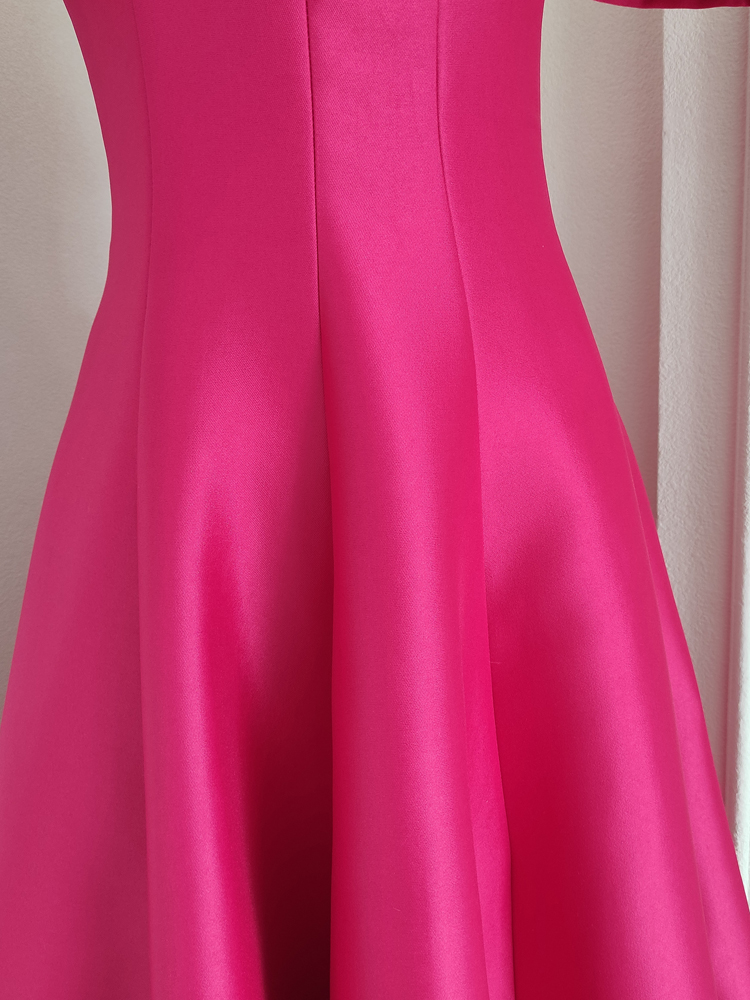 Casual Dresses Elegant Thick Satin Special Occasion Evening Prom Dress Womens Square Collar Puff Short Sleeve Solid Wedding Party Midi Ves