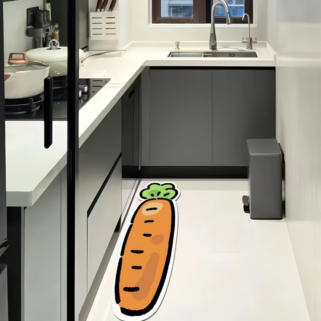 Cartoon Carrot Diatom Mud Kitchen Floor Mats Absorbent Quick-drying Non-slip Bathroom Door Mats Easy To Care For