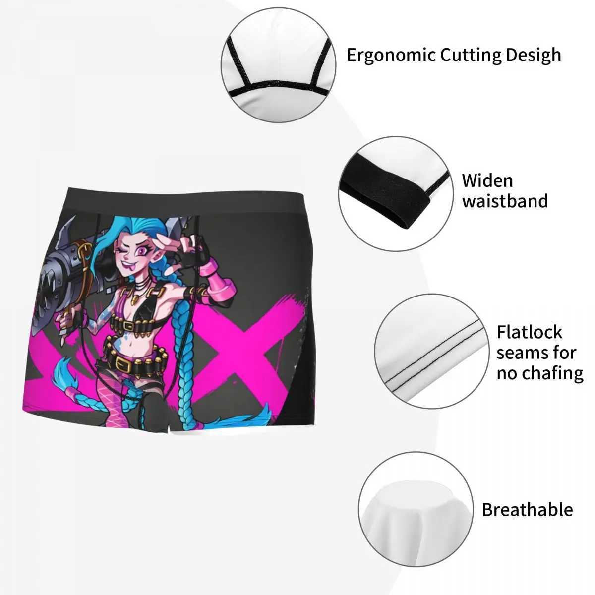 Jinx Pop Mens Boxer Underwear Mysterious Alliance Animation High Breathability High Quality Gift Creativity X241207