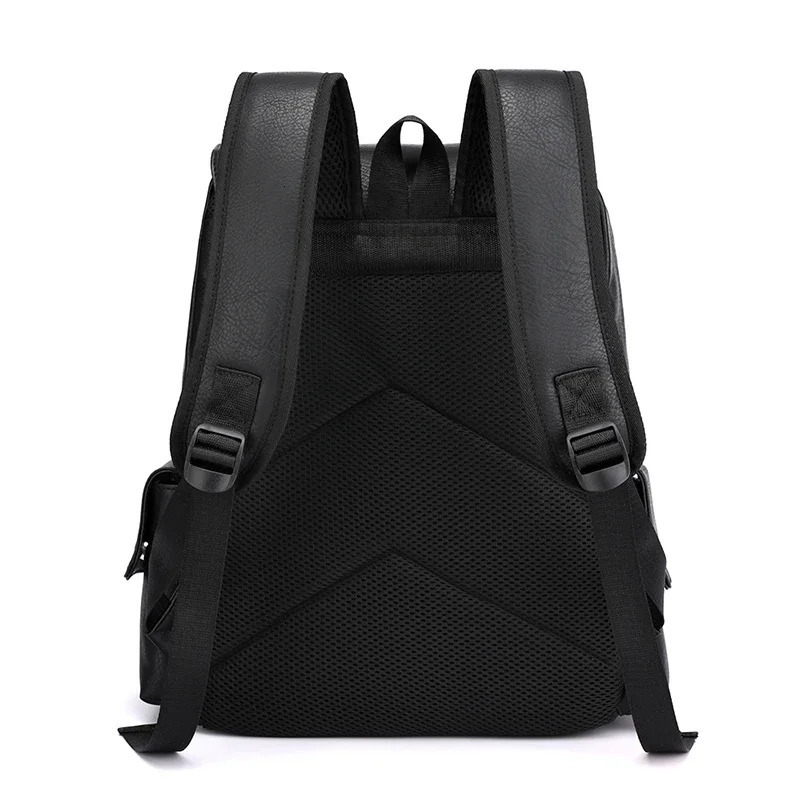 Mens backpack PU leather large backpack 15.6-inch laptop backpack travel multiple men Mochilas black backpack Hass college style 241206