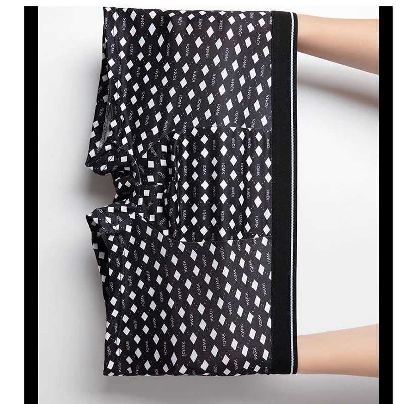 8 pieces of mens underwear ice silk mens underwear breathable mens boxer printed underwear comfortable elastic shorts L-6XL X241207