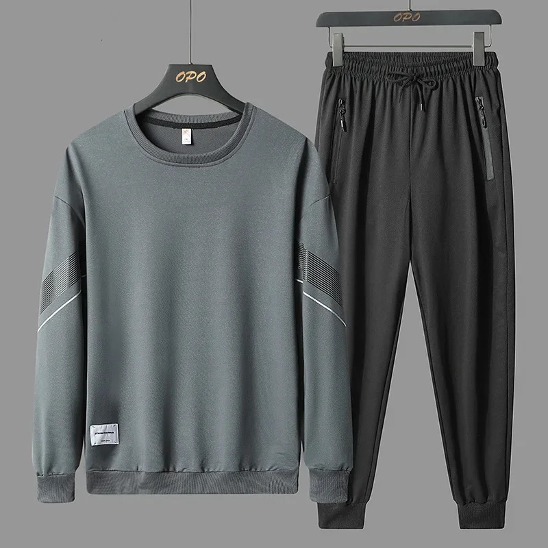 mens casual long sleeved two-piece sports shirtpants set hip-hop fashion streetwear autumn mens set 5XL 241205