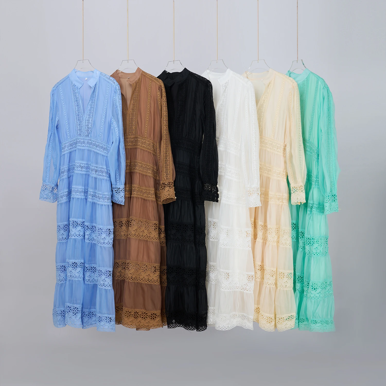 Dresses Summer Bohemian Quality Autumn Lace Embroidery Cotton Muslim Evening Wedding Bridesmaids Dress Shirt Women Long Sleeve Maxi Party Vestido 2025