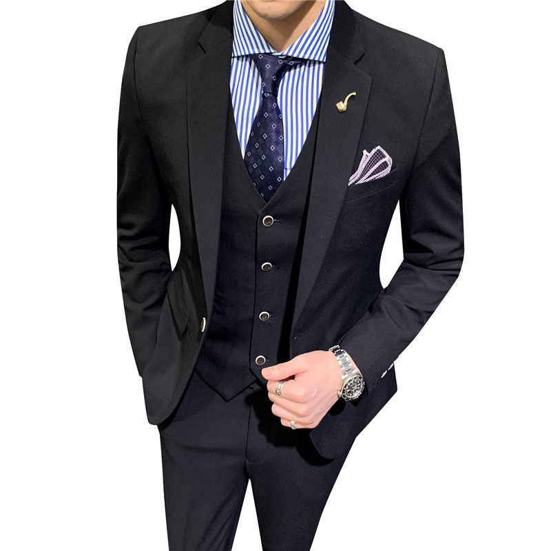 M1114 New Men's Suit Groom and Best Man Dress Set Korean Slim Fashion