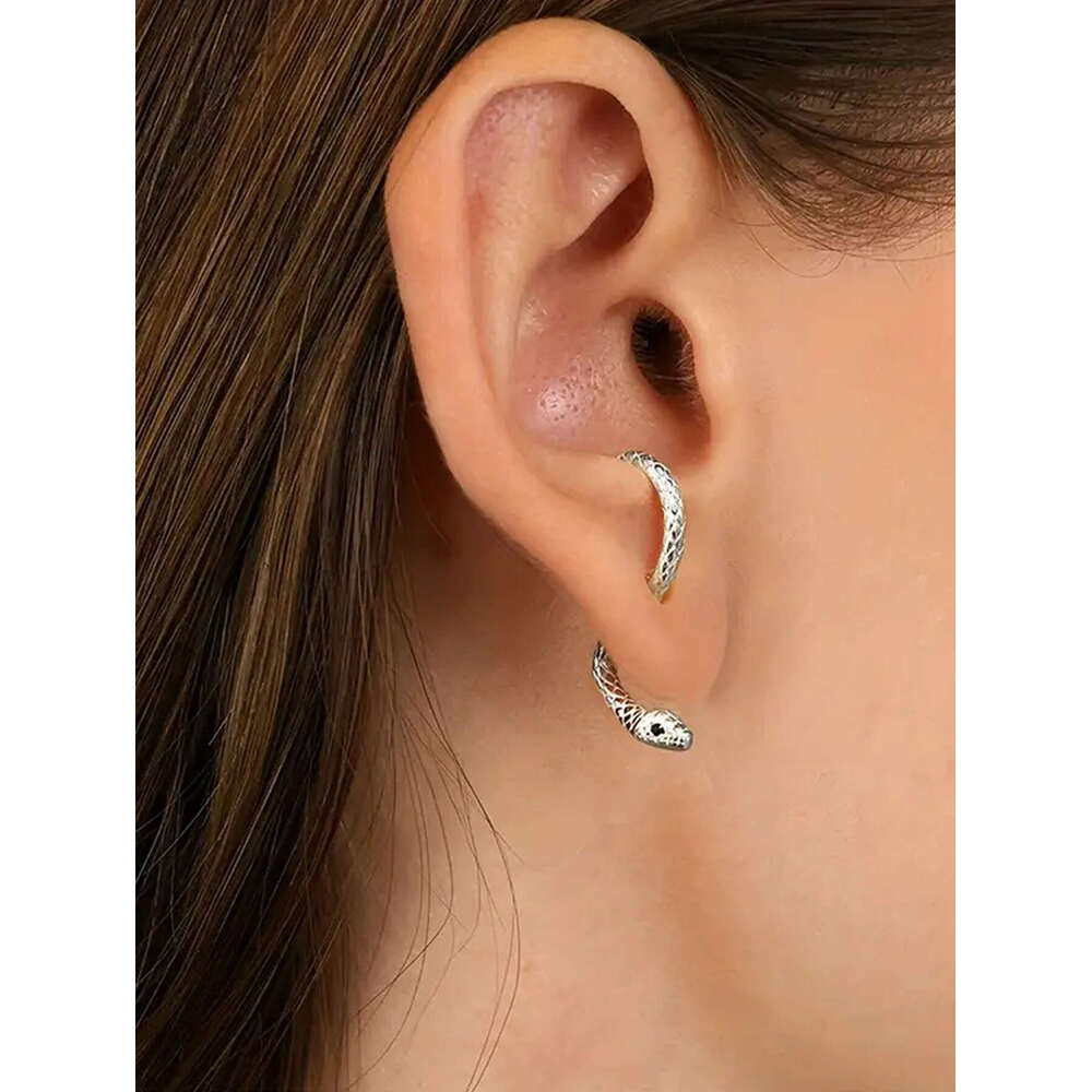Trendy, exaggerated, simple, fashionable, snake shaped earrings, fun, niche animals, women's exquisite and earrings