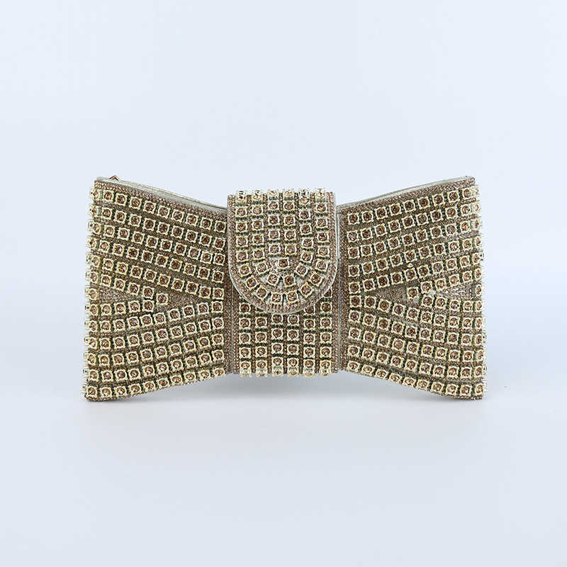 Clutch Bag Diamond Studded Bow Fashionable Handbag for Socialite Cheongsam Dress Dinner Party Bag Womens Fashion Runway Handbag 240920