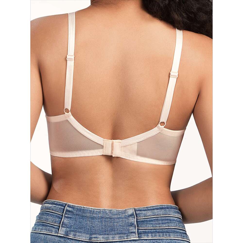 Solid color floral lace semi transparent anti slack steel ring elegant comfortable push up bra, women's underwear and lingerie-k0576