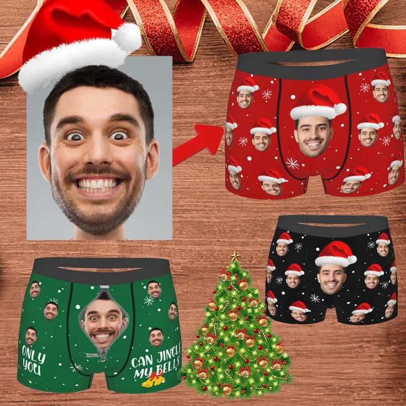 Christmas Gift Customization Facial Boxing Mens Gift Personalized Photo Underwear Design Boyfriend Birthday Boxing Underwear X241207
