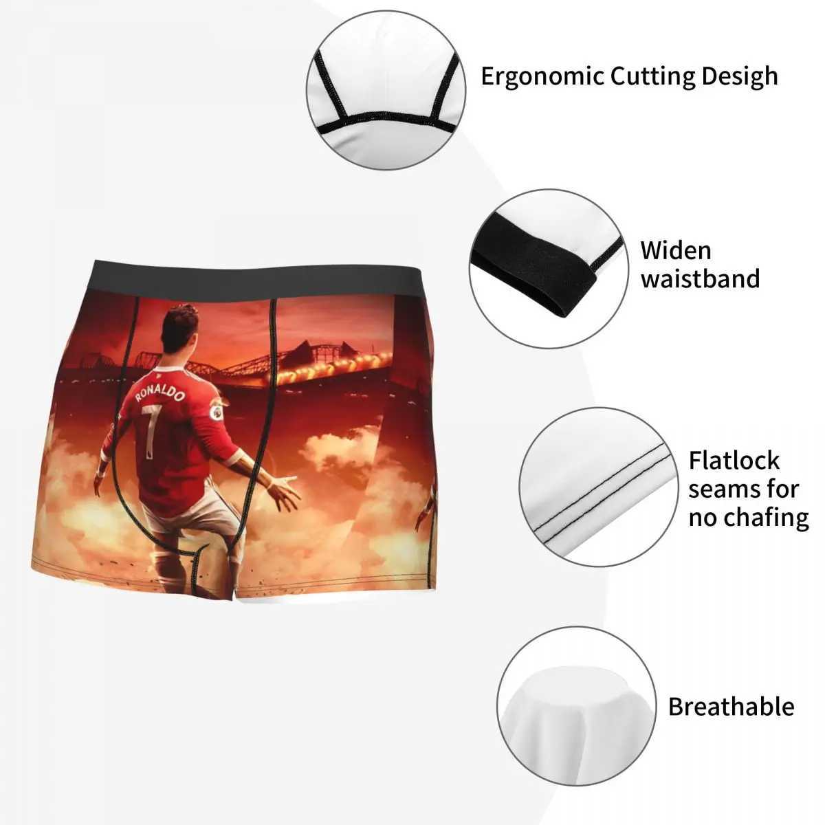 Mens Boxing Shorts Underwear Ronaldo CR7s Breathable Underwear Mens Fun S-XXL Underwear X241207