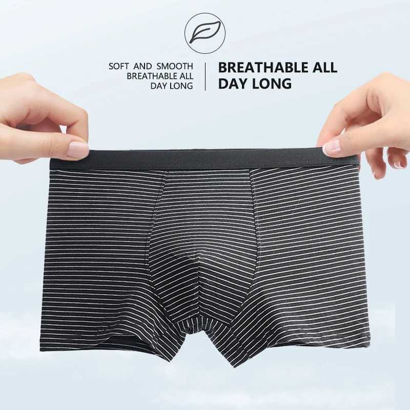 3-piece mens fabric mens striped flat angle underwear mens underwear cotton breathable elastic plus size mens underwear X241207