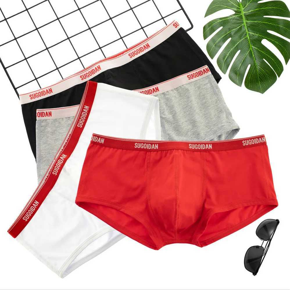 Fashionable mens young sports boxer mens sexy underwear low waist tight and comfortable breathable boxer pants red cotton sole X241207