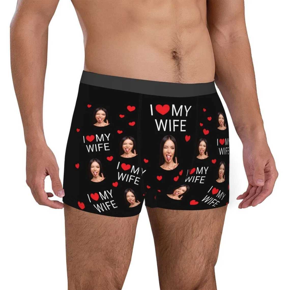 I Love My Wife Boxing Custom Underwear for Men Boyfriend Husband Boxing Underwear with Fun Face Gift Valentines Day X241207