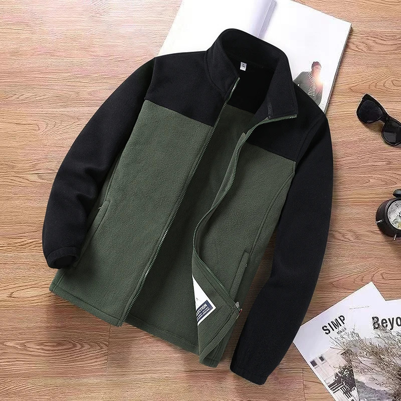 2024 Style Trend Casual Fleece Coats Men Spring Winter Sports Stand Collar Jacket Mens Cardigan Handsome Hoodie 241202