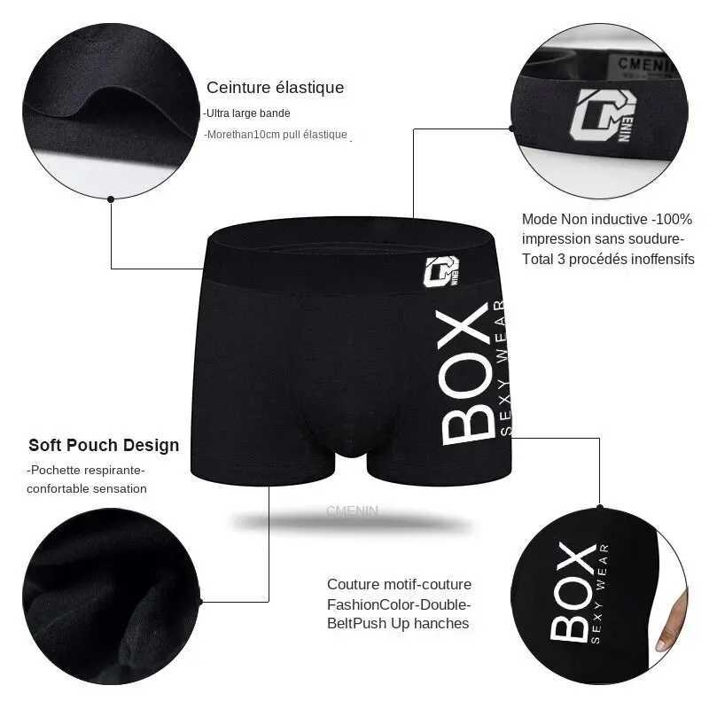 4 pieces of mens underwear Boxer horses cotton mens breathable underwear mens underwear soft boxing underwear X241207