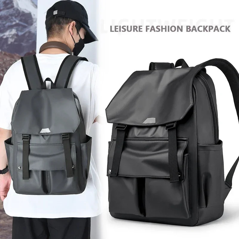 Fashionable large capacity leather backpacks work and leisure bags lightweight travel mens and womens fashionable backpacks 241206
