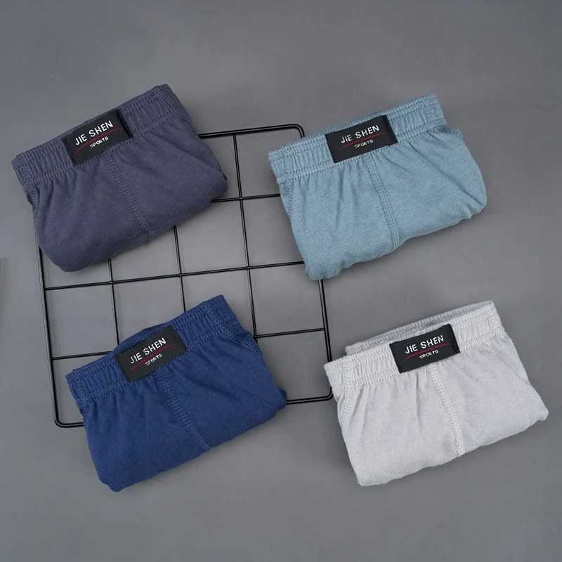 4 pieces/batch of mens 100% cotton breathable underwear comfortable mens underwear size Xl-5xl underwear X241207