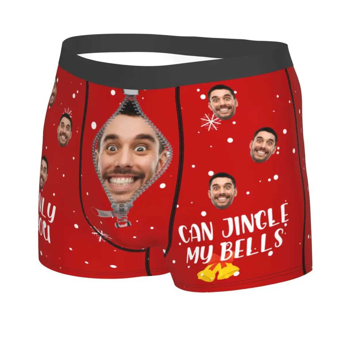 Christmas Gift Customization Facial Personalized Photo Mens Long Underwear Boxing Shorts Printed Soft Underwear X241207