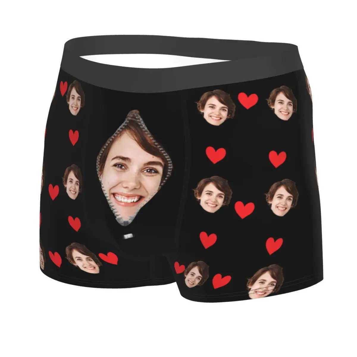 Mens customized personalized facial photos long underwear fashionable boxer underwear shorts mens underwear S-XXL X241207