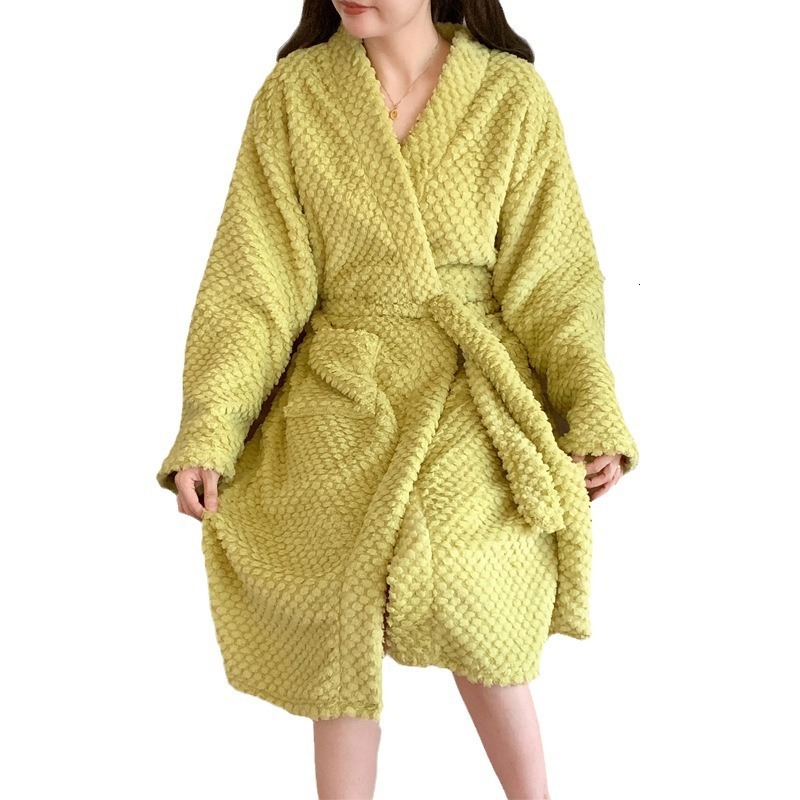 2025 Designer fashion s new autumn and winter pajamas women s coral fleece pajamas bathrobes solid color minimalist high end flannel home wear