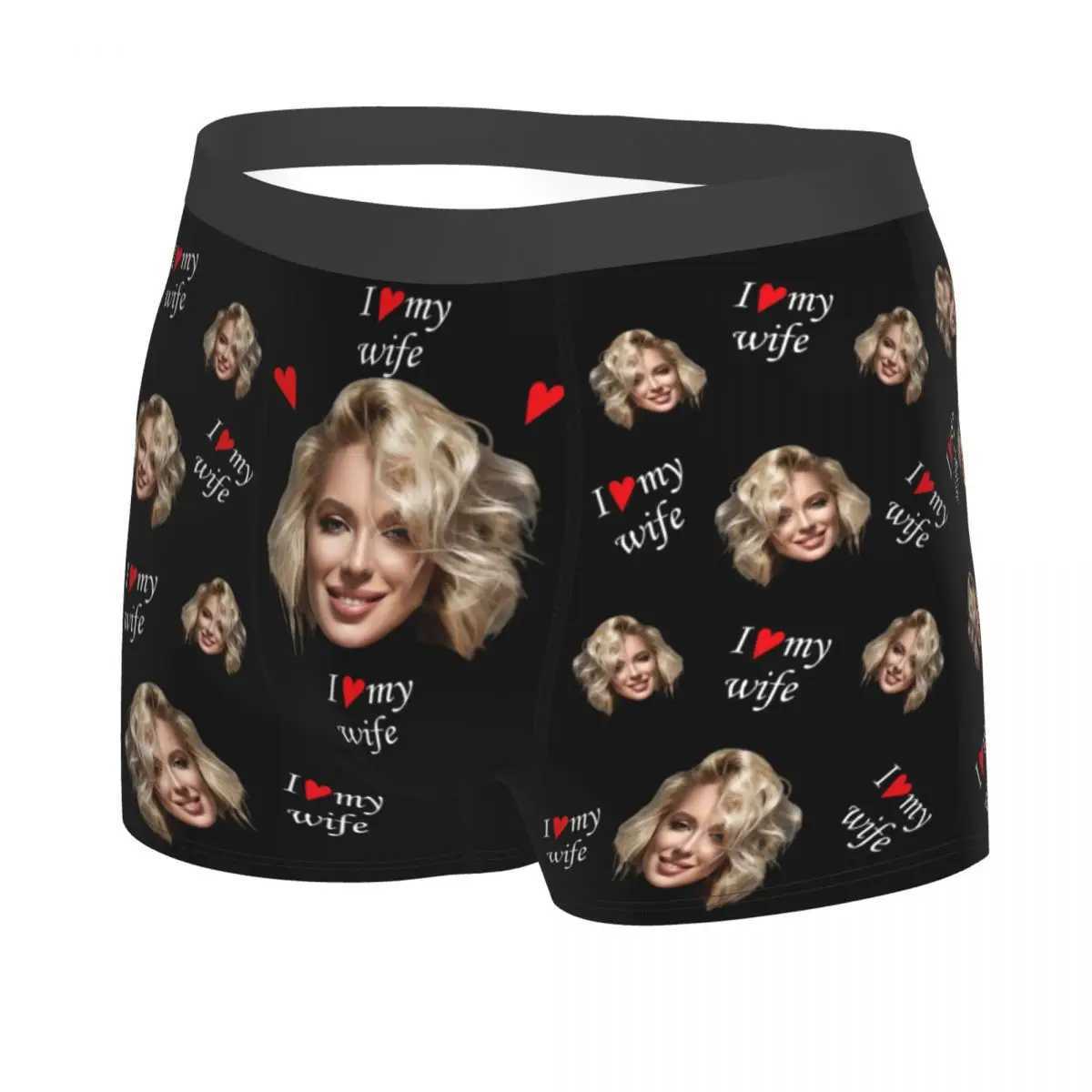 I love my wife. Customized personalized facial photos for my boyfriends gift. Mens underwear boxing shorts underwear soft underwear X241207