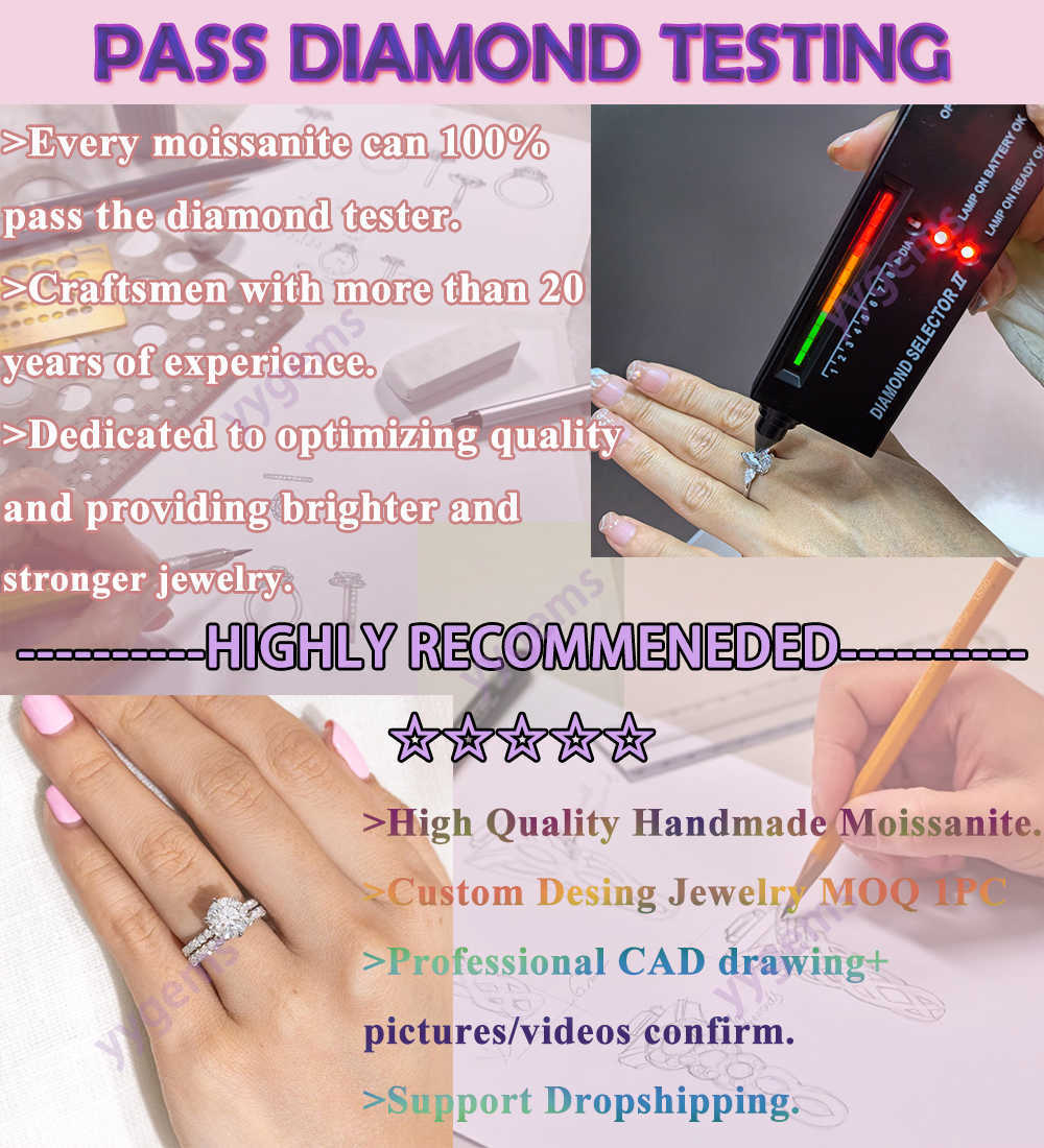 Fine jewelry Engagement Ring Real 14K White Gold 7x10mm Pear Cut Moissanite Diamond Wedding Ring