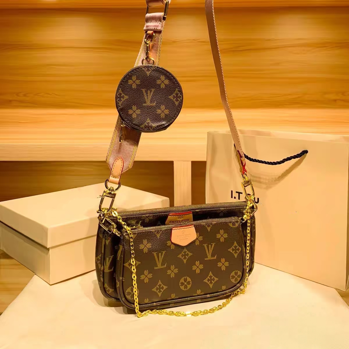 Designer bag handbag 3in1 fashion luxury shoulder bag purse cross body purse message bags wallet Multi FELICIE POCHETTE on chain M61276 bags for women008