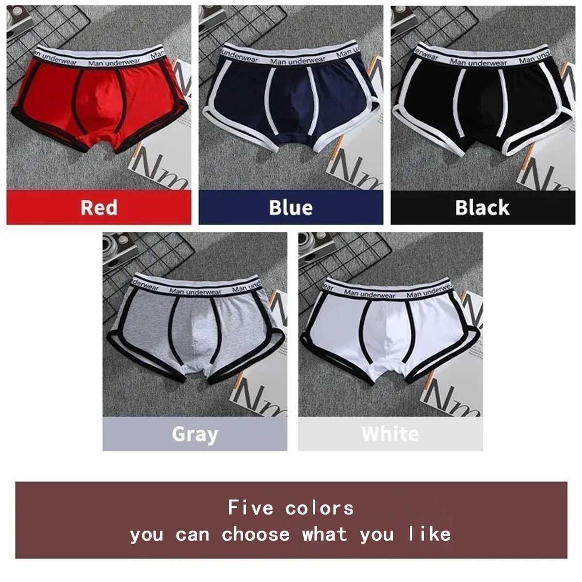 4 pieces of mens underwear cotton boxing shorts mens breathable mid waist underwear solid color boxing shorts mens fashion sexy S-XL X241207