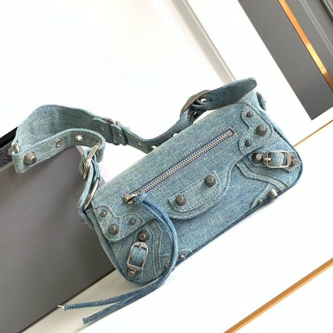 Women Denim Shoulder Bags Luxury Designer Large Capacity Totes Studs and Diamonds Purses And Handbags Girl Moto Style Canvas Messenger Sling Crossbody Bag 2992