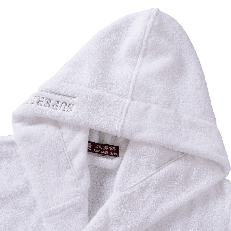 Designer's new hotel pure cotton bathrobe couple winter thick hooded men's and women's towel cloth sleepwear home clothes