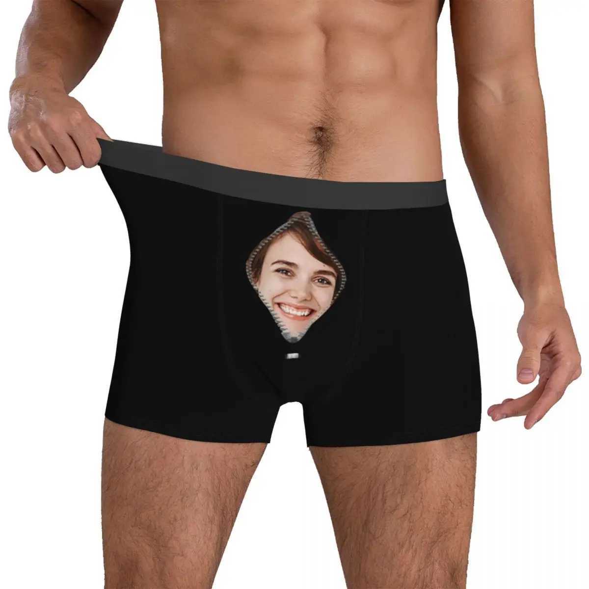 Customized personalized facial photos mens long underwear boxing underwear shorts printed soft underwear mens S-XXL X241207
