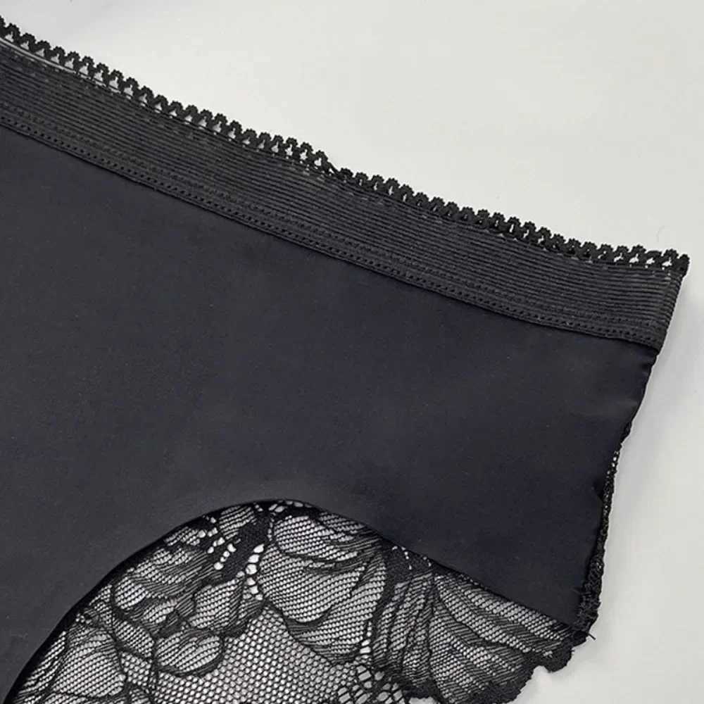 Sexy couple underwear trackless mens boxer womens lace underwear fun printed ice silk couple underwear lover underwear X241207