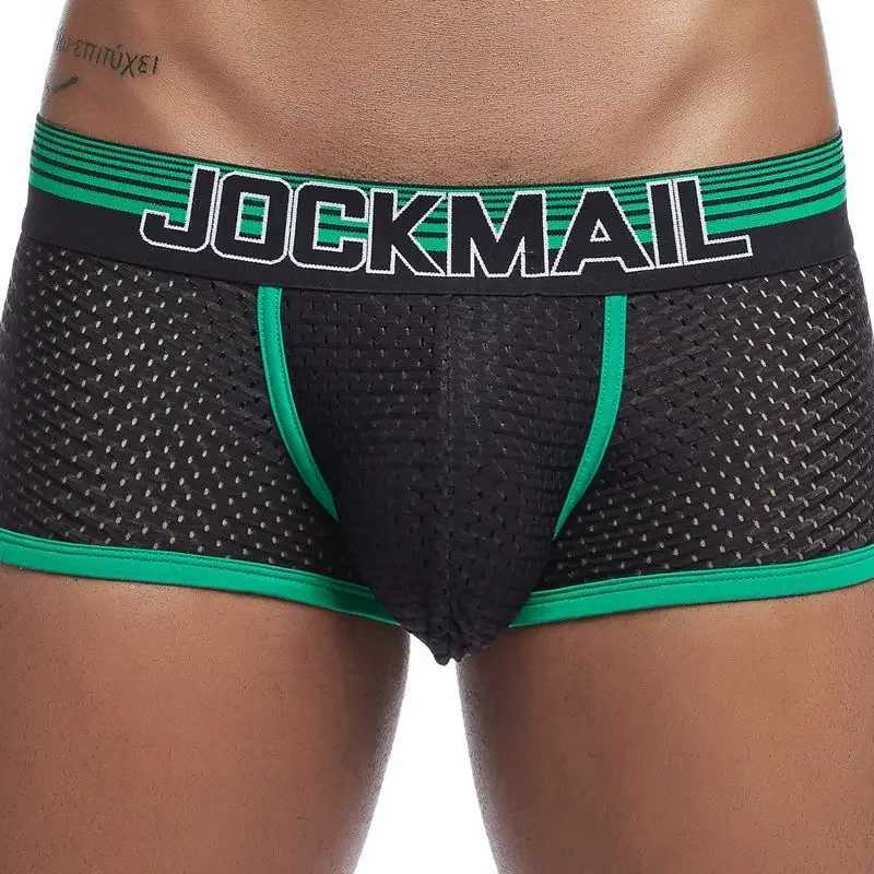 Jockmail sexy mens cotton underwear mens underwear solid mens shorts breathable underwear striped boxer shorts mens boxer X241207