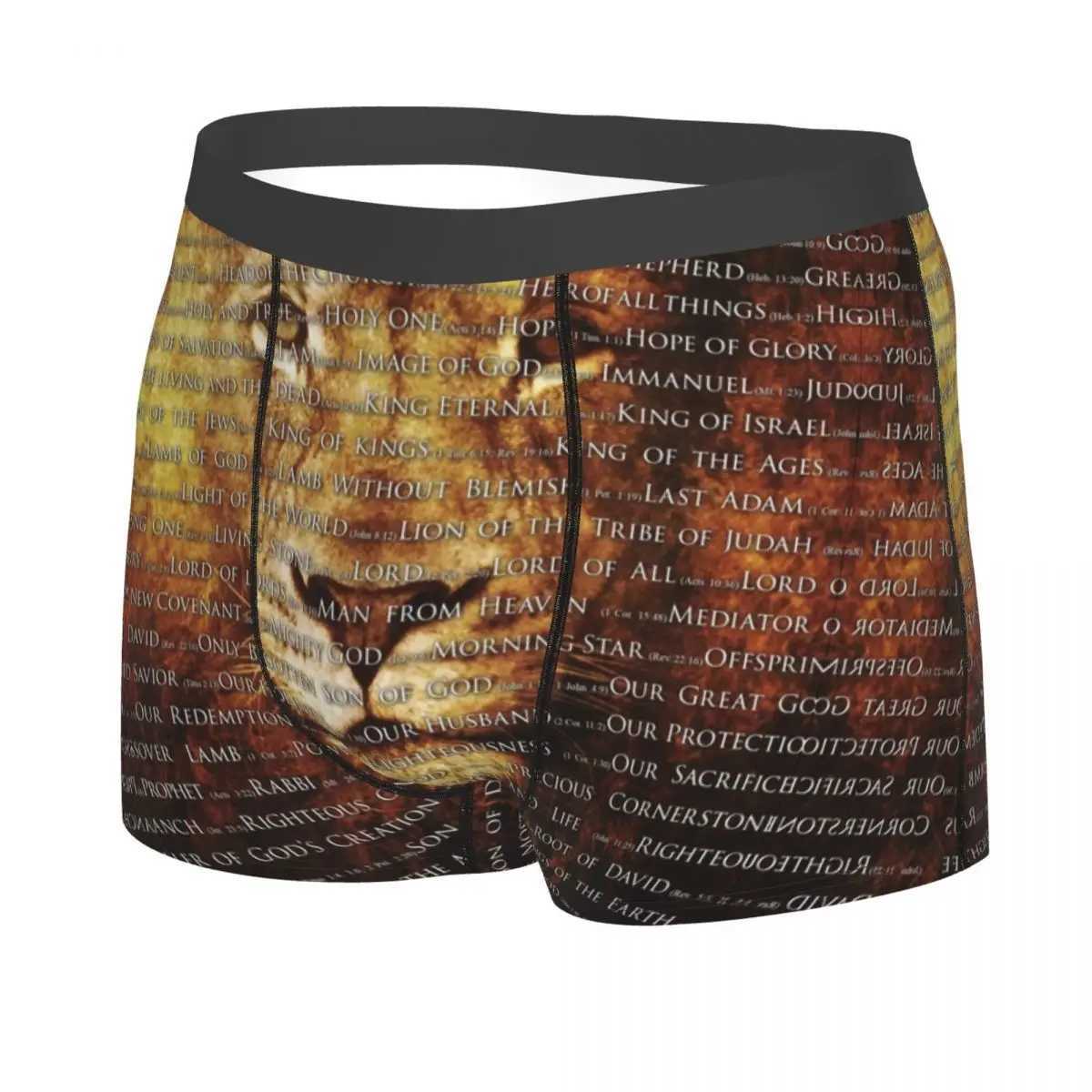 Mens Cool Gods Name Jesus Lion Underwear Christian Boxer Underwear Breathable Shorts Underwear X241207