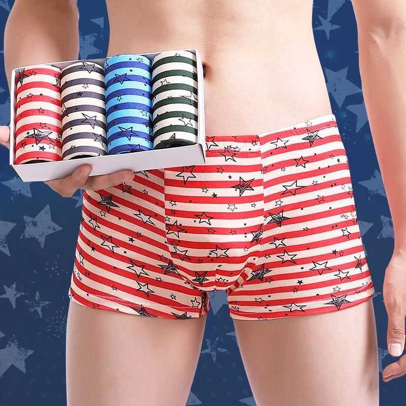 4-piece/bulk mens underwear seamless mens printed underwear breathable mens bag shorts boxing underwear fashionable mens boxing large-sized X241207