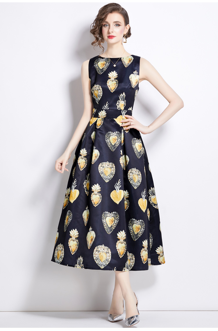 Casual Dresses New Fashion Runway Patchwork Jacquard Midi Long Women Dress Autumn Winter Sleeveless Office Lady Work Wear Vestidos 2025