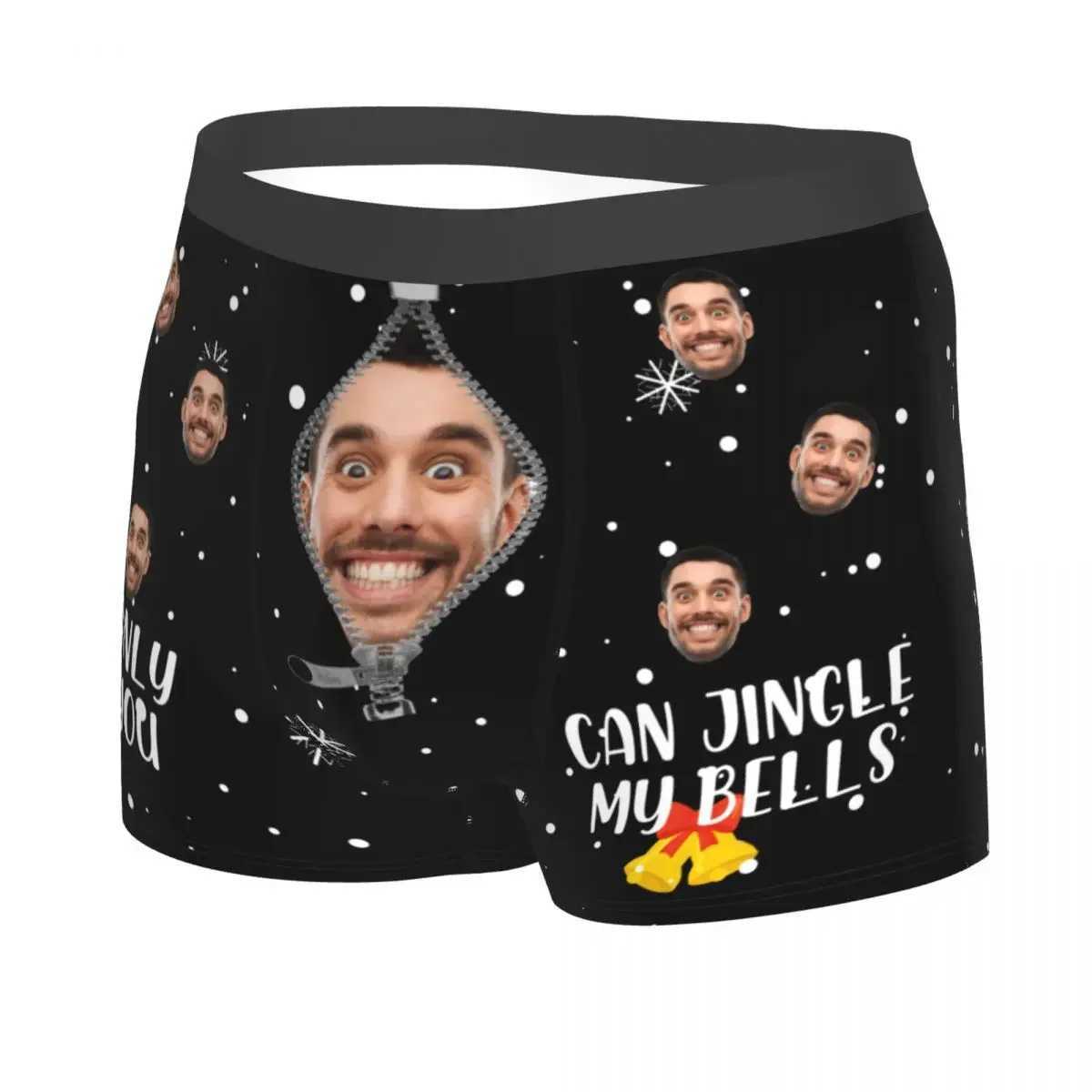 Christmas Gift Customization Facial Personalized Photo Mens Long Underwear Boxing Shorts Sexy Breathable Underwear Mens S-XXL X241207