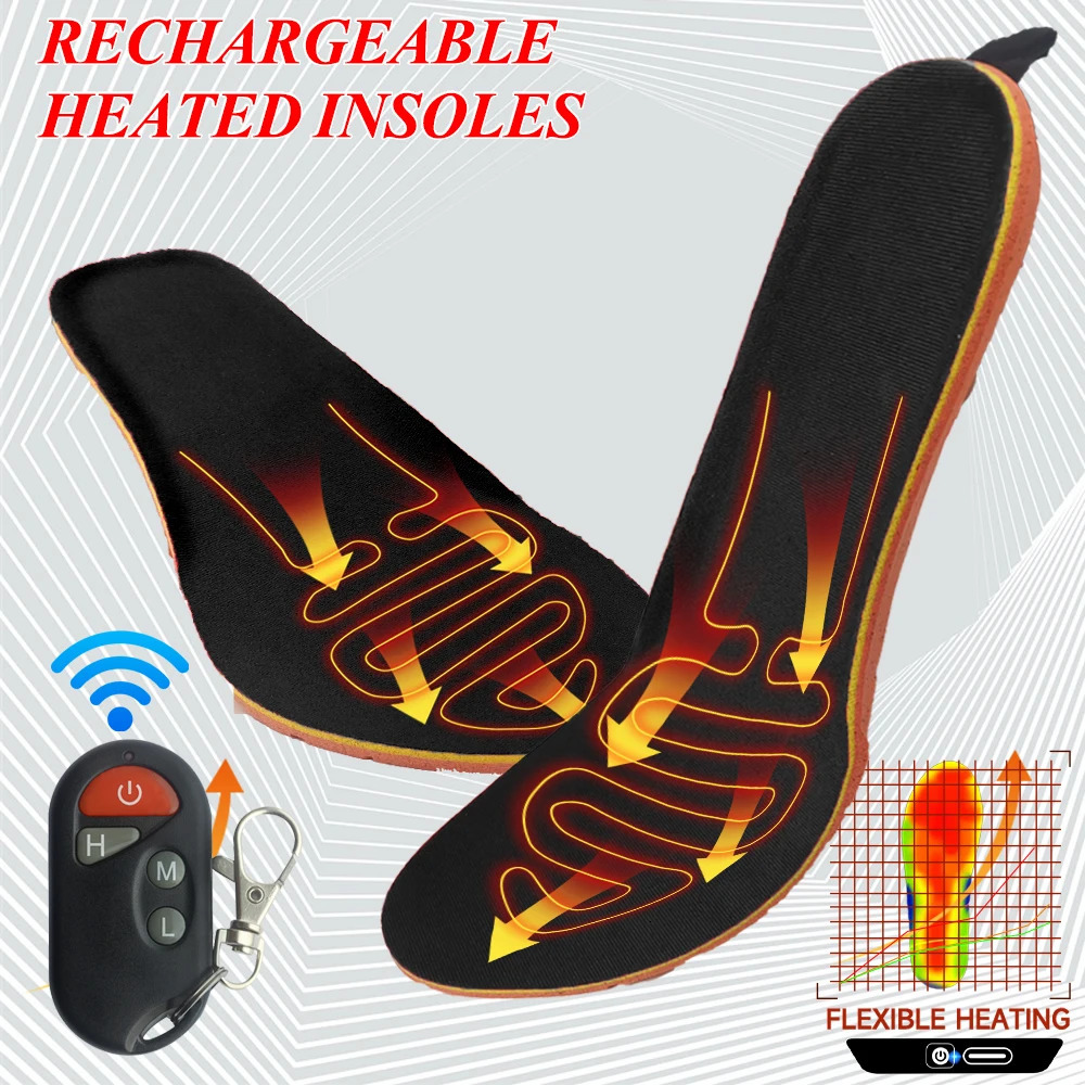 Electric foot heater heating pad rechargeable USB heating shoe sole insert with remote control suitable for women 2000mAh 241206