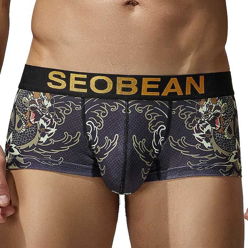 Mens Boxer Comfortable Breathable Underwear Printed Fashion Shorts Family Mens Boxer X241207