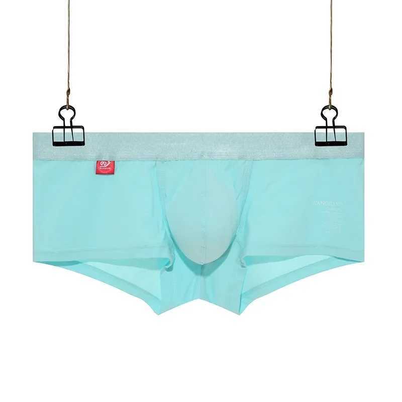 Bulge Pouch Boxer Trunks Mens Sexy Underwear Breathable Cotton Underwear Mid Waist U-shaped Invisible Bag Boxer Shorts Solid Underwear X241207