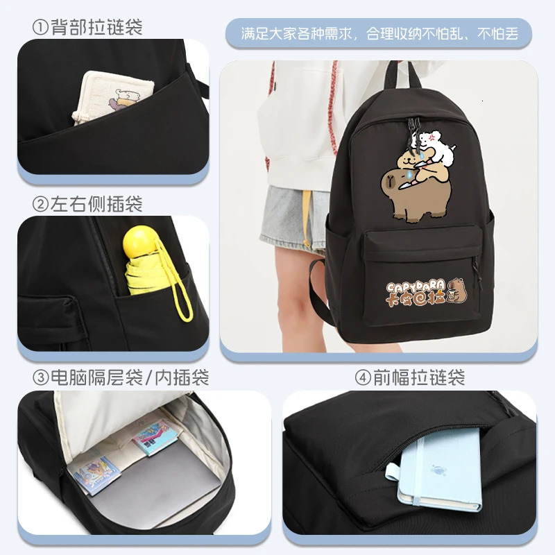 cartoon printed fashionable backpack for girls and teenagers high-capacity computer bag for rens school backpack 241206