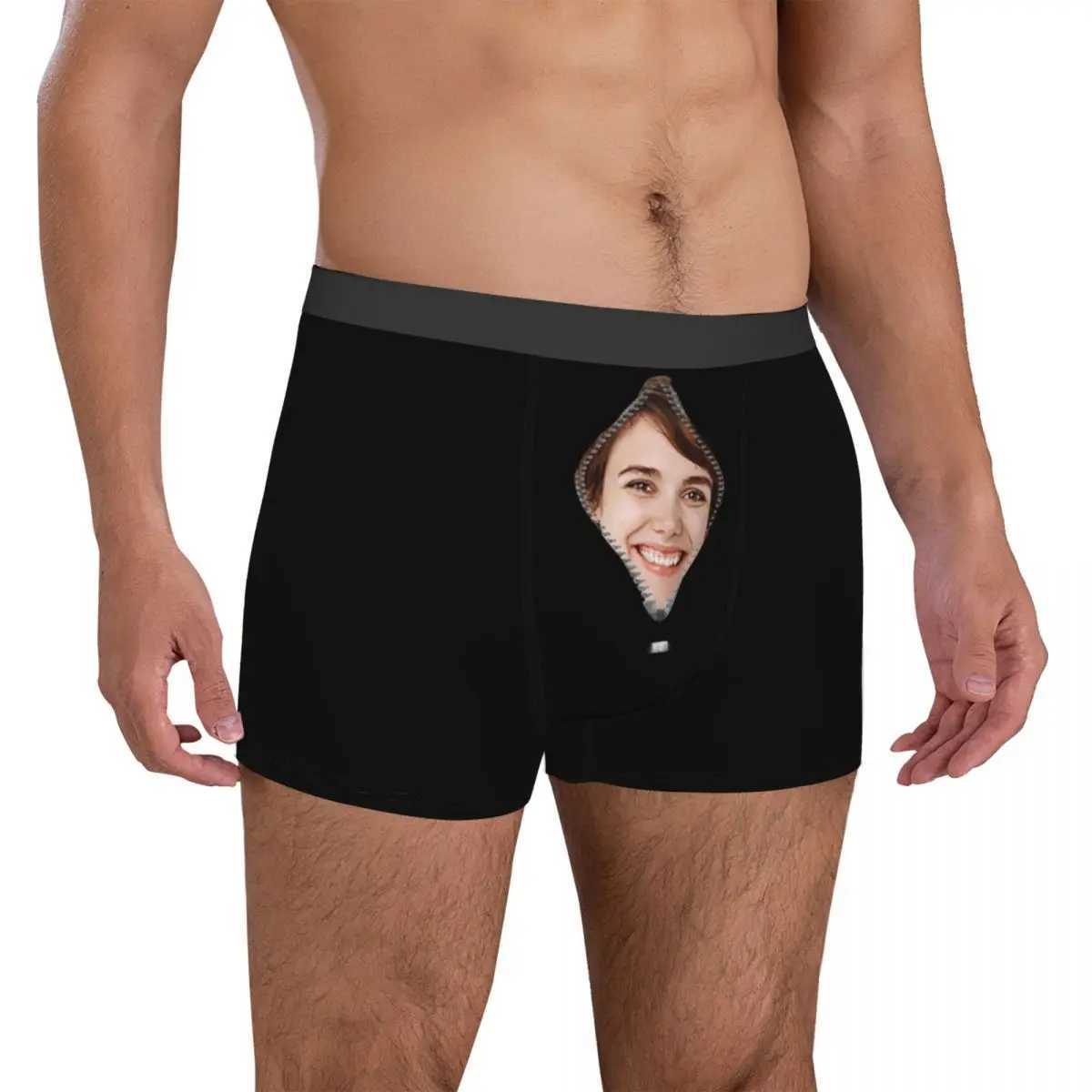 Customized personalized facial photos mens long underwear boxing underwear shorts printed soft underwear mens S-XXL X241207