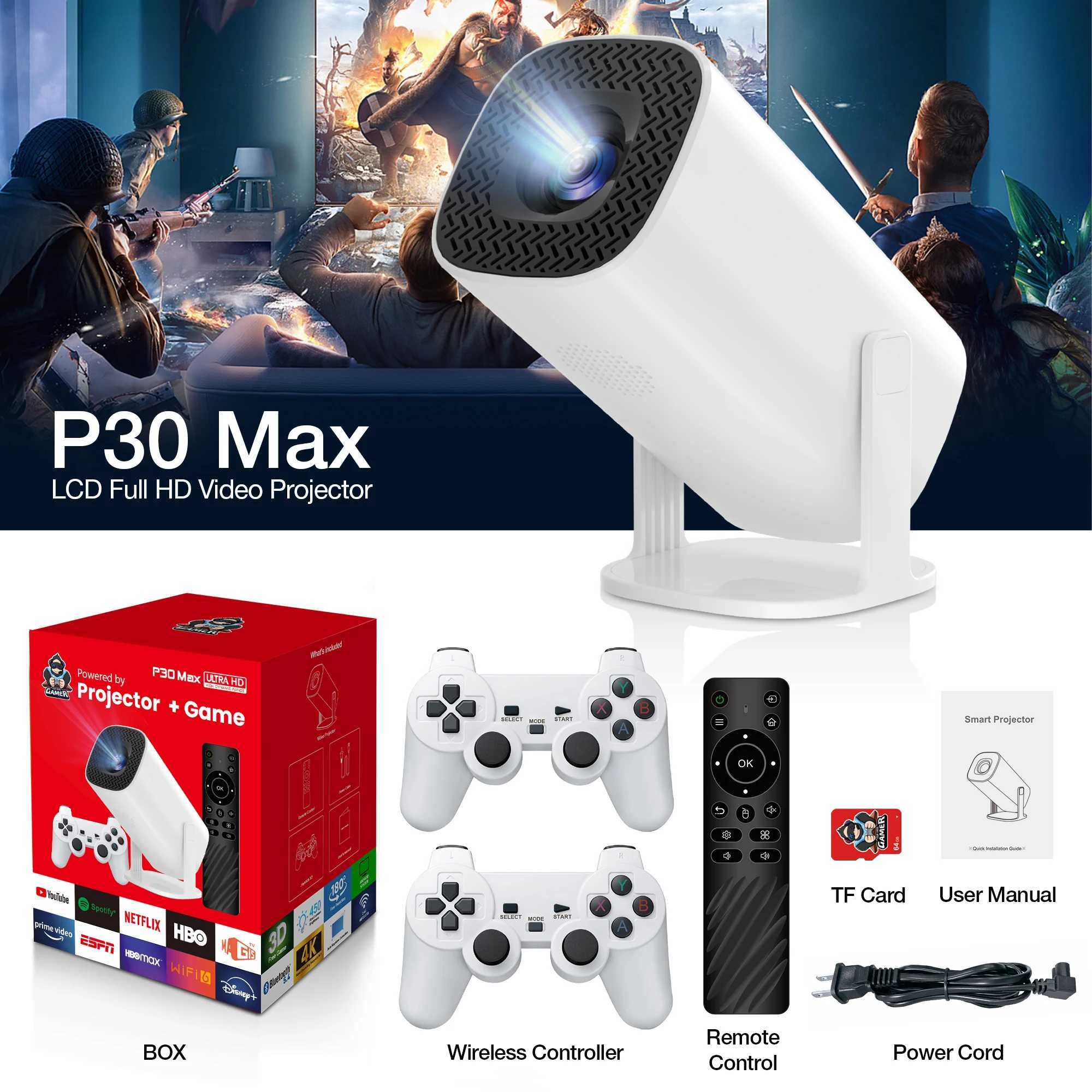 3D Game Projector P30MAX Retro Video Game Console Wireless Controller 4K ULTRA HD plug and play Android11 BT5.0 720P Home Cinema R250520
